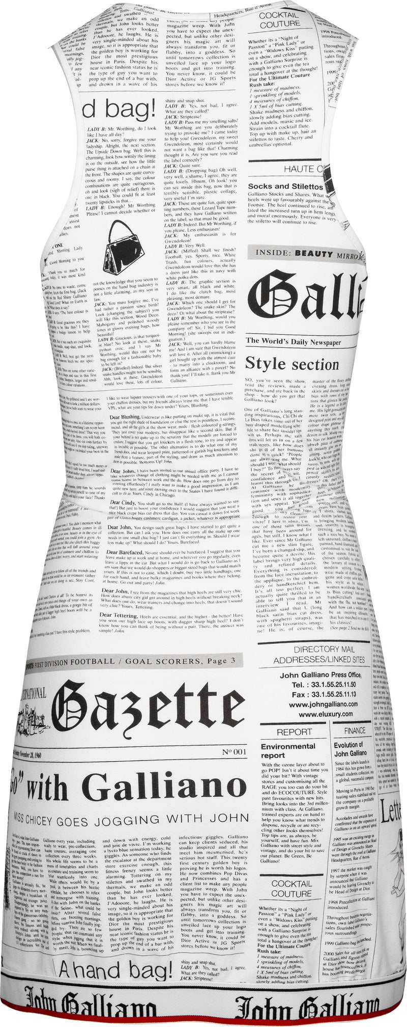 John Galliano Gazette Newspaper Racerback Dress