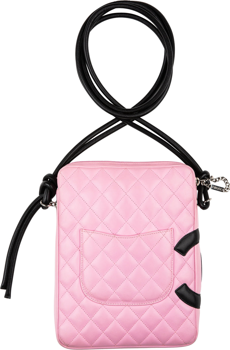 CHANEL Calfskin Quilted Large Cambon Tote Pink Black 83933