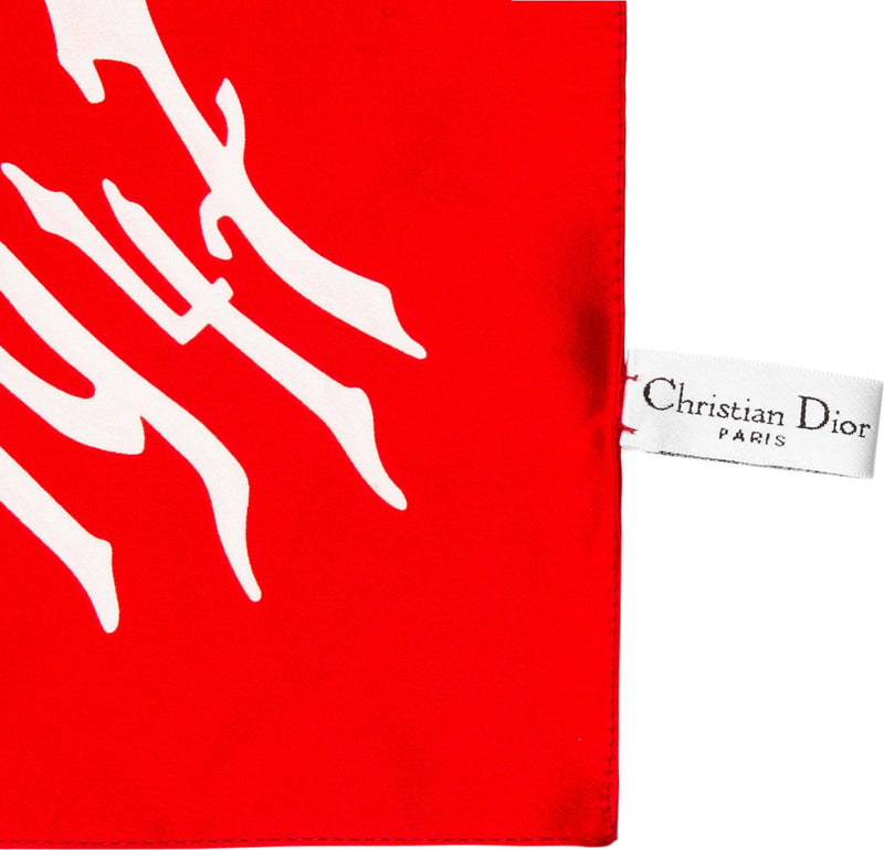 Christian Dior Red Gothic Logo Scarf