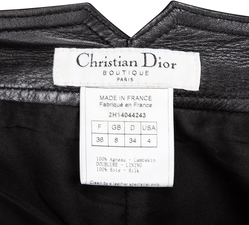 Christian Dior Fall 2002 Embellished Plate Logo Leather Pants
