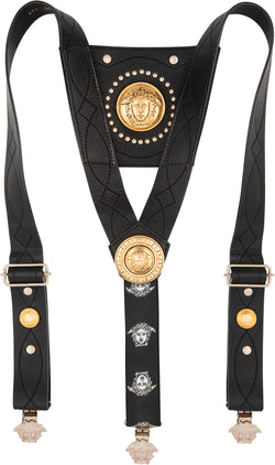 Gianni Versace Medusa Embellished Logo Suspenders