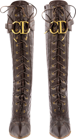 Christian Dior Fall 2000 Runway Logo Embossed Boots