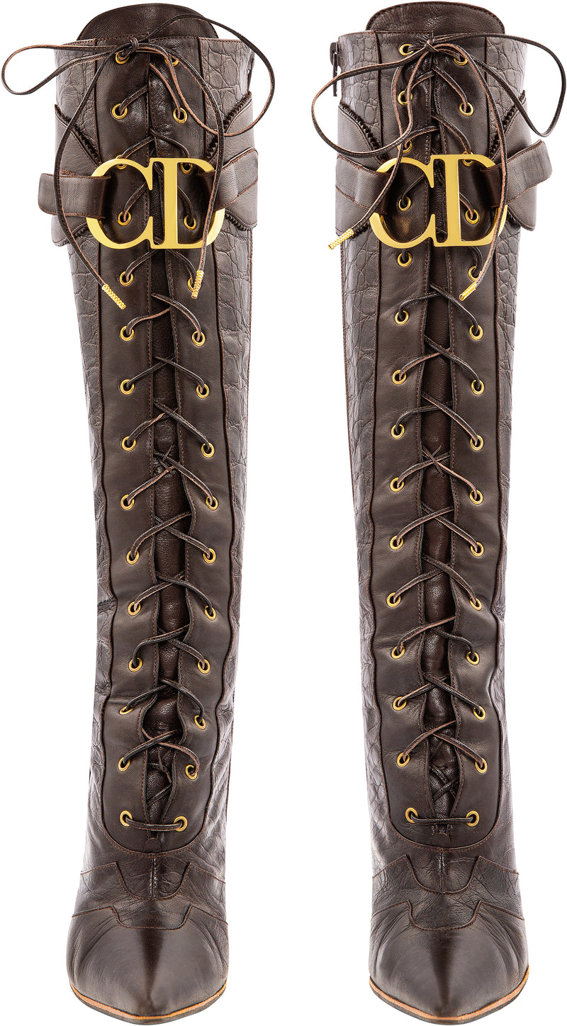 Christian Dior Fall 2000 Runway Logo Embossed Boots