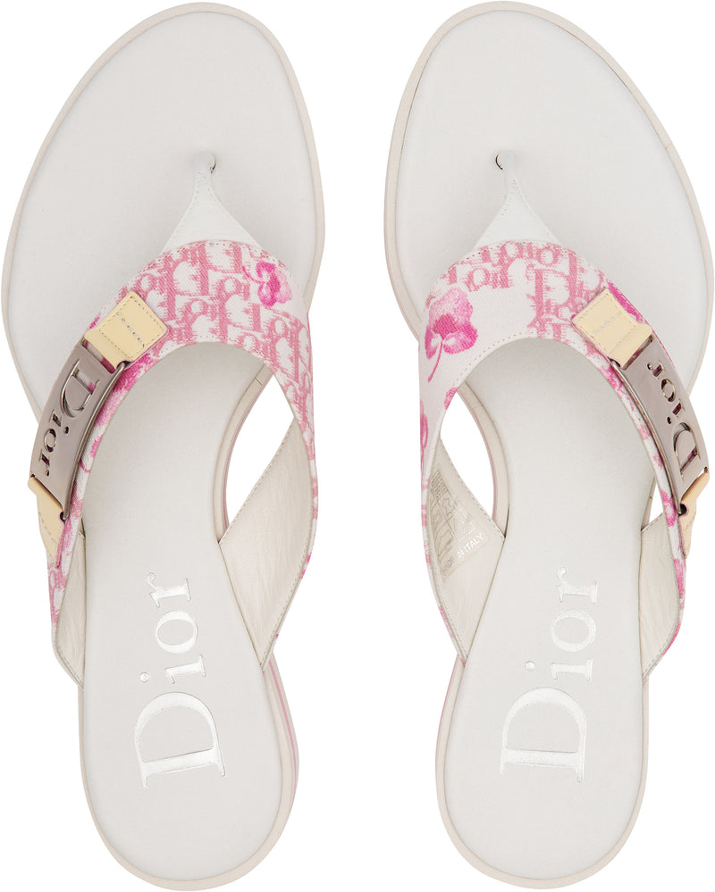 Christian Dior Diorissimo Resort 2005 Logo Flowers Sandals