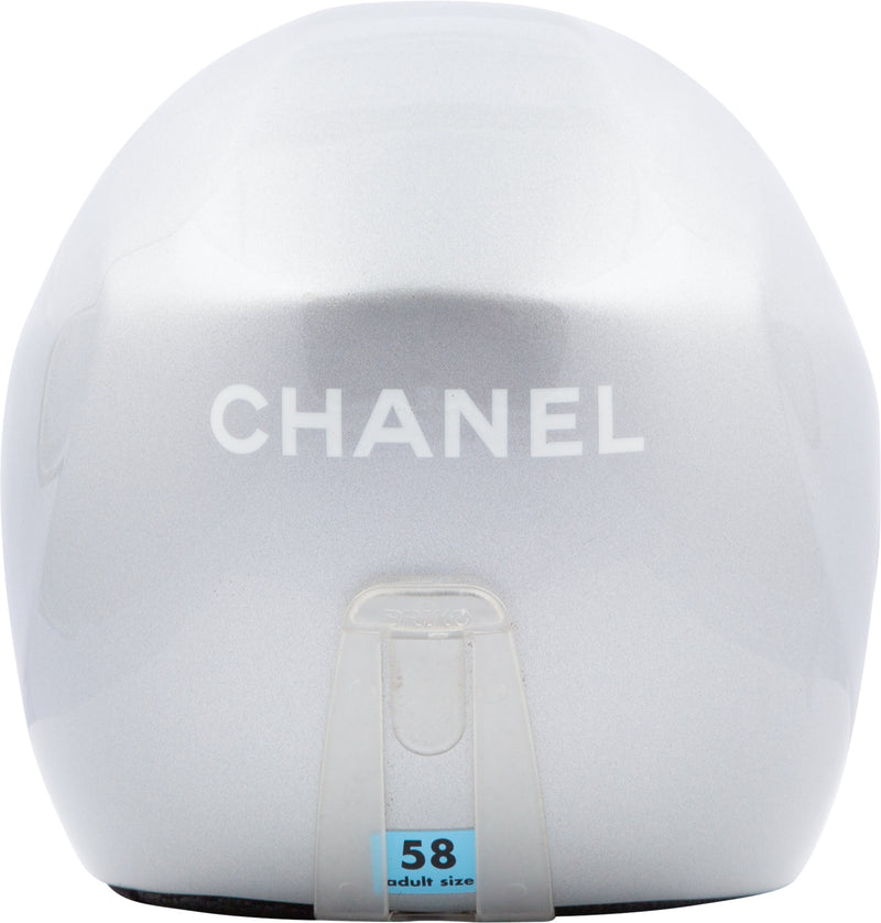 Chanel Silver Metallic Logo Helmet