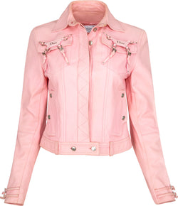 Christian Dior Fall 2003 Pink Leather Logo Jacket
