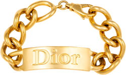 Christian Dior Fall 2000 Chunky Gold ID Logo Bracelet