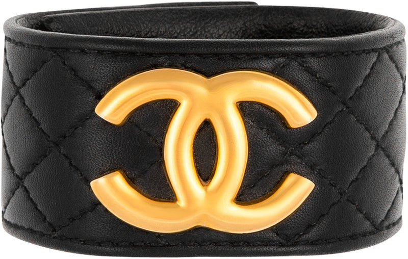 Chanel Fall 1997 Quilted Leather Logo Cuff