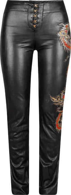 Roberto Cavalli Spring 2003 Runway Leather Embroidered Pants