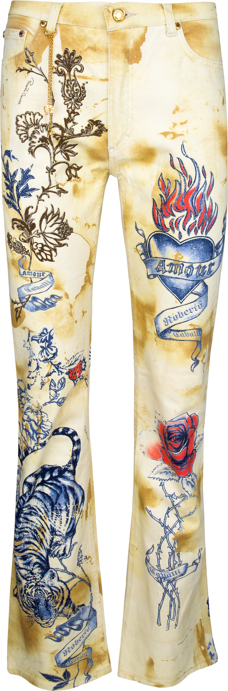 Roberto Cavalli Spring 2003 Tattoo Printed Pants