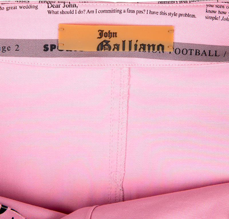 John Galliano Gazette Newspaper Pink Pencil Skirt