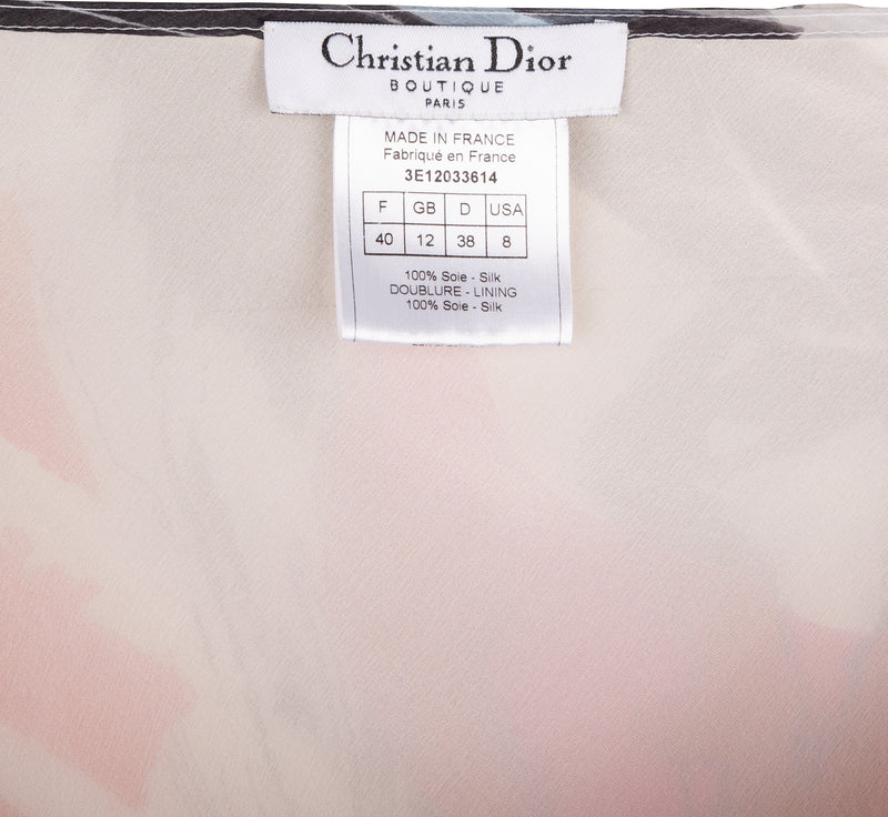 Christian Dior Spring 2003 Runway Silk Chiffon Logo Printed Skirt