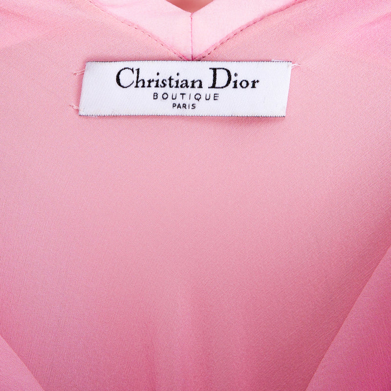 Christian Dior Spring 2004 Silk Chiffon Lace-Up Ruffle Gown