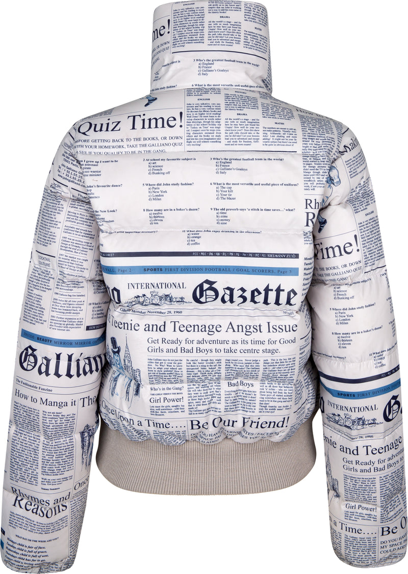 John Galliano Gazette Newspaper Puffer Jacket
