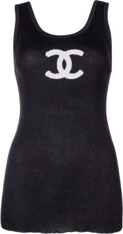 black and white chanel logo top