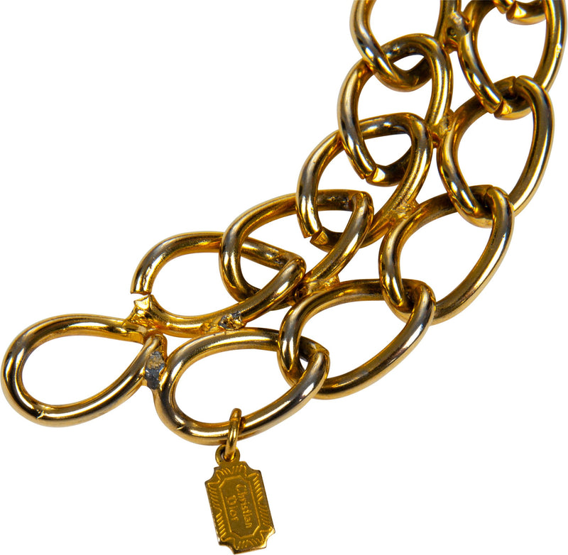 Christian Dior Swarovski Logo Chain Belt