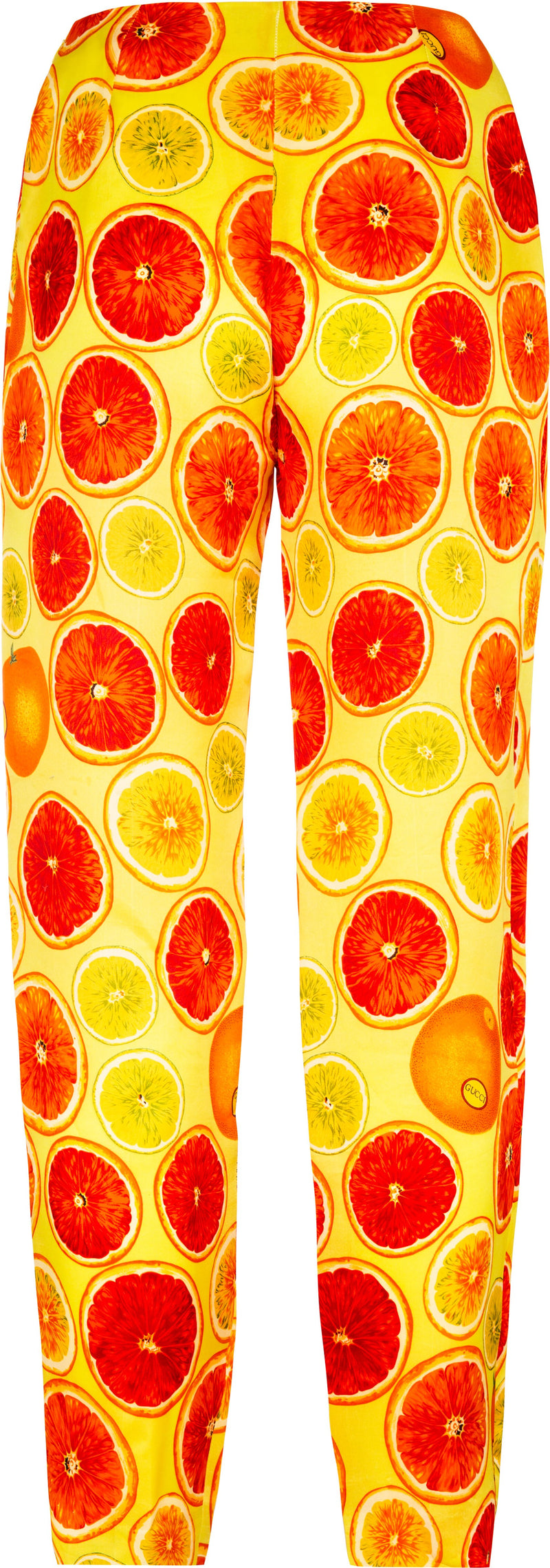 Gucci Spring 1995 Citrus Logo Print Silk Pants