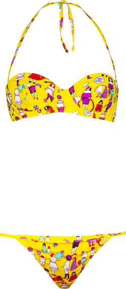 Chanel Spring 2001 Yellow Coco Printed Bikini