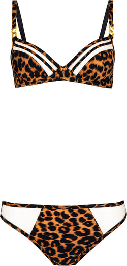 Christian Dior Leopard Print Embellished Logo Bikini