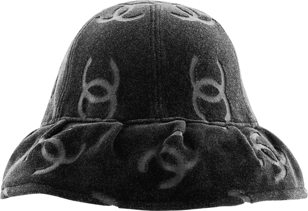 Chanel Black Velour Logo Spring 1996 Bucket Hat