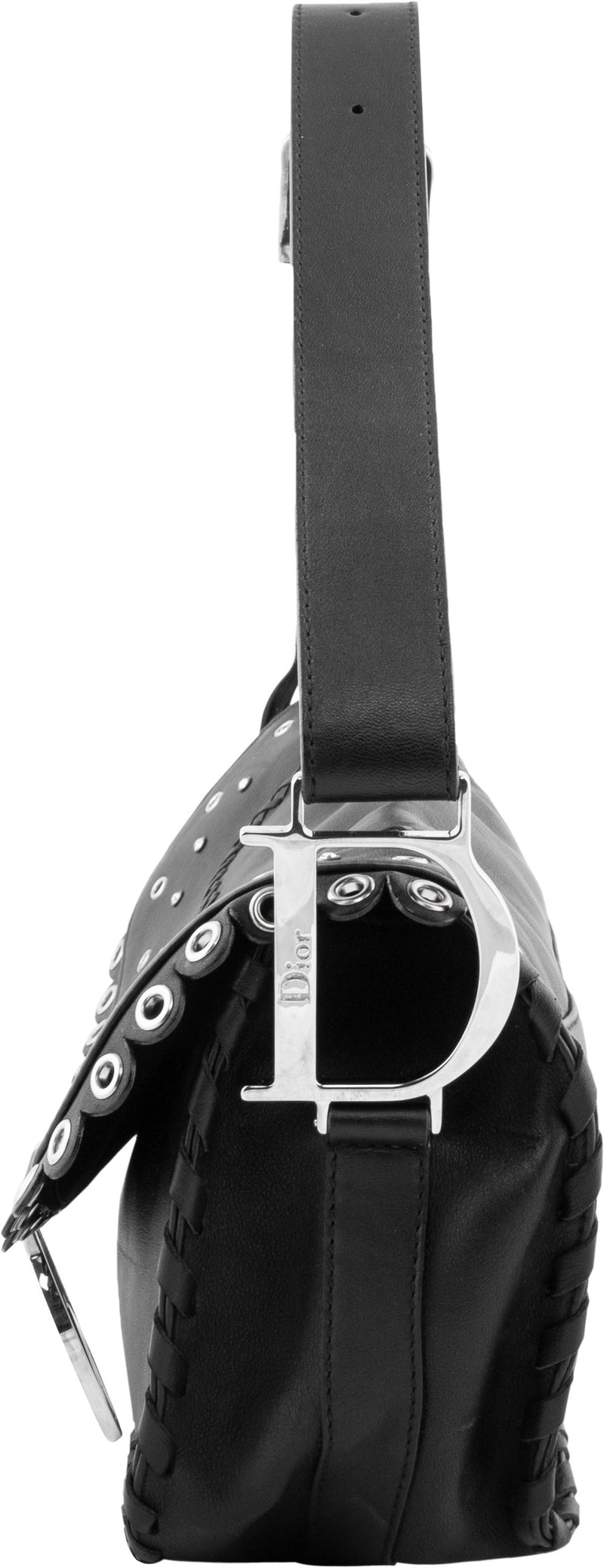 Christian Dior Logo Peace Sign Leather Shoulder Bag