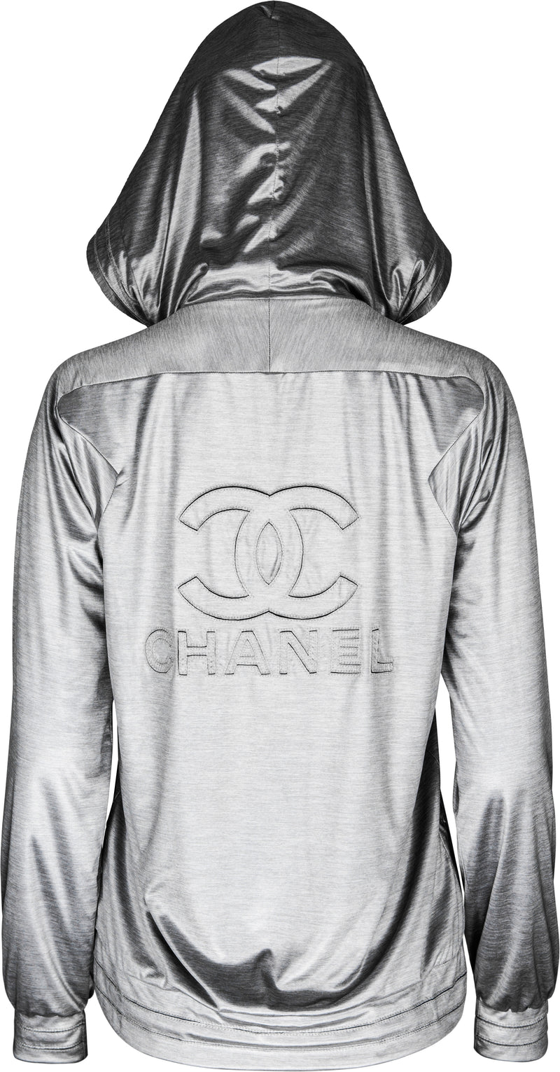 Chanel Fall 2012 Silver Embroidered Logo Track Jacket