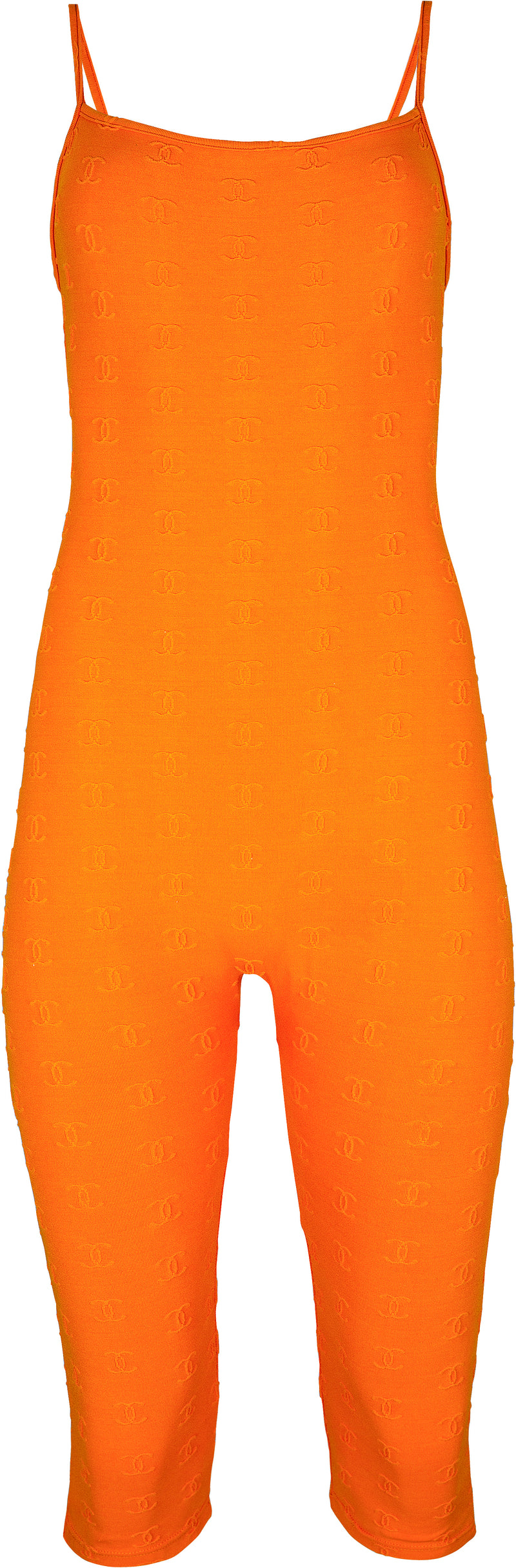 Chanel Spring 1997 Orange Embroidered Logo Jumpsuit