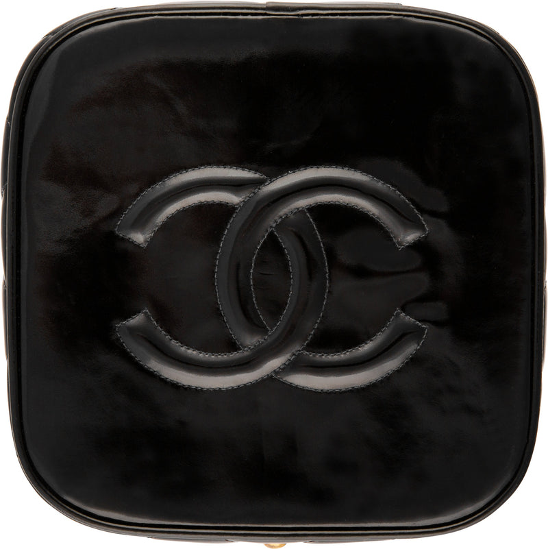 Chanel Spring 1995 Black Logo Vanity Bag