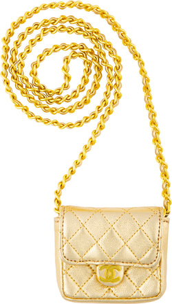 Chanel Spring 1992 Gold Micro Mini Crossbody Bag