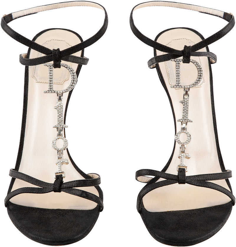 Christian Dior Swarovski Logo Sandals
