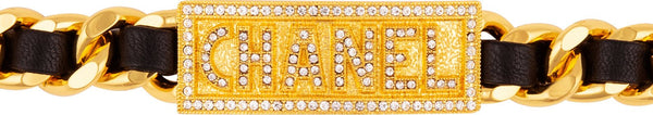 Chanel Spring 1995 Swarovski Logo Plate ID Choker