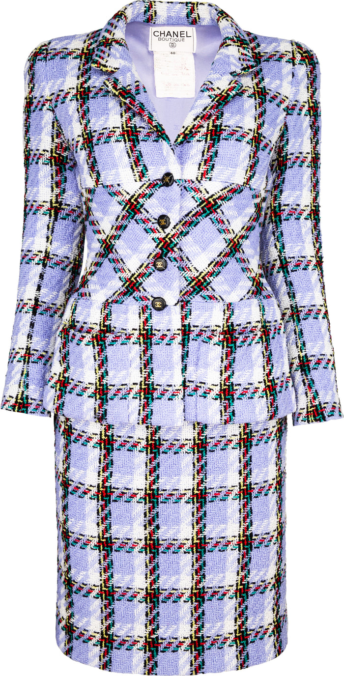 Chanel Spring 1995 Blue Tweed Campaign Runway Suit | EL CYCER