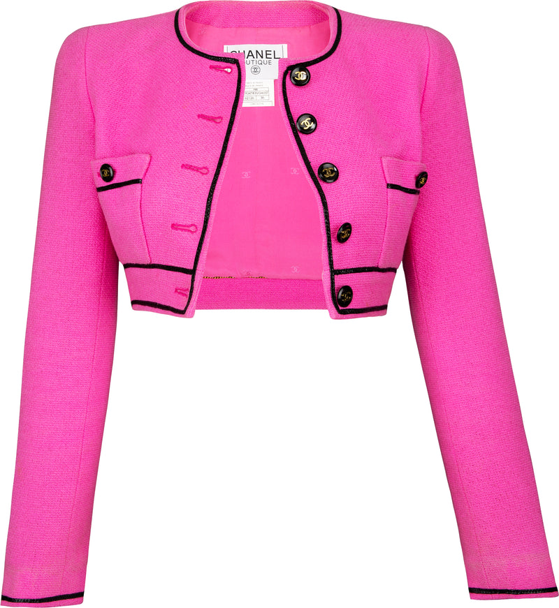 pink chanel tweed jacket blazer