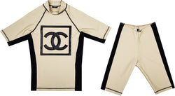Chanel Spring 2001 Logo Top Biker Shorts Set