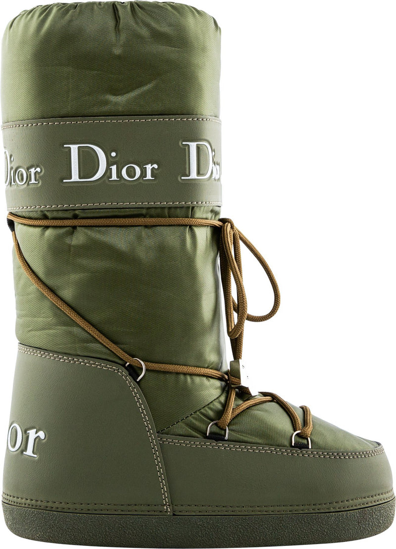 Christian Dior Olive Logo Moon Boots