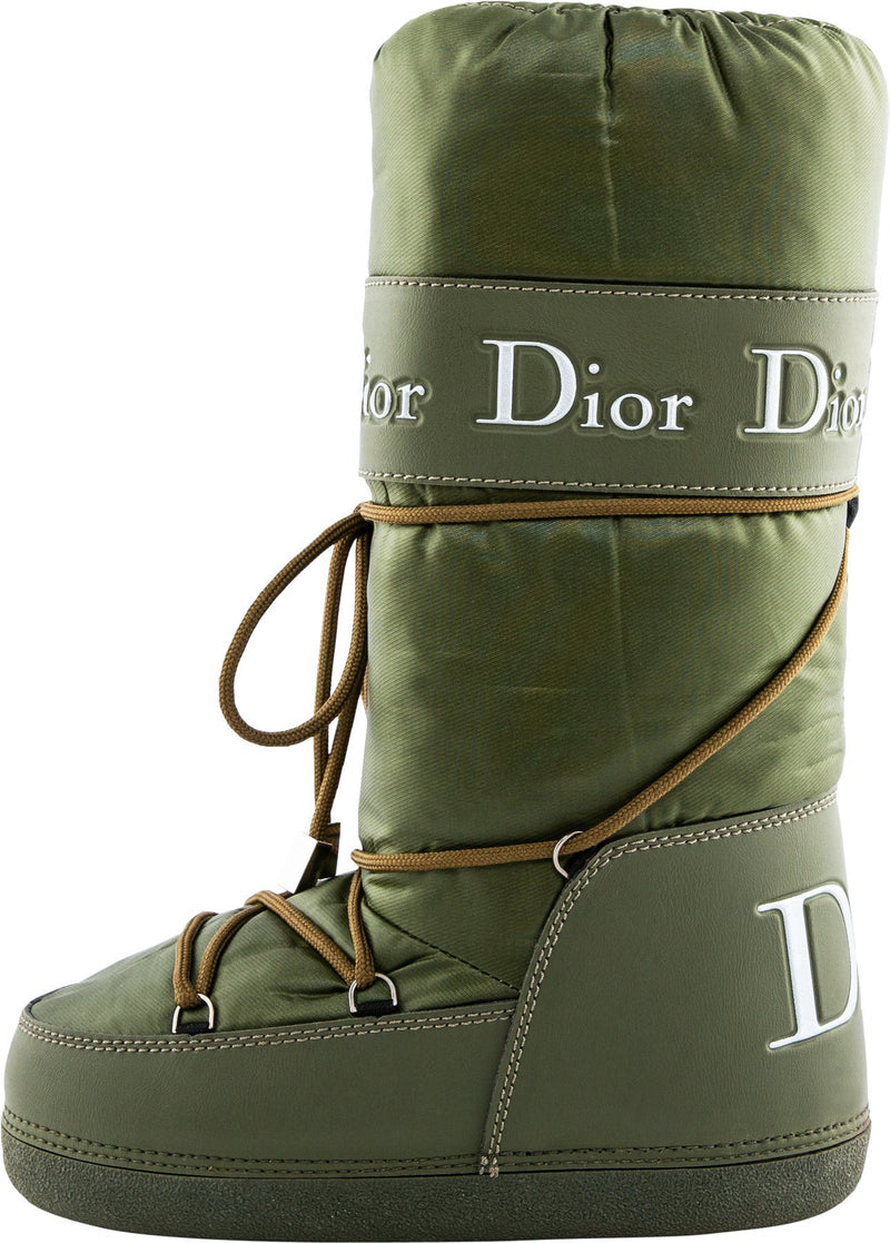 Christian Dior Olive Logo Moon Boots