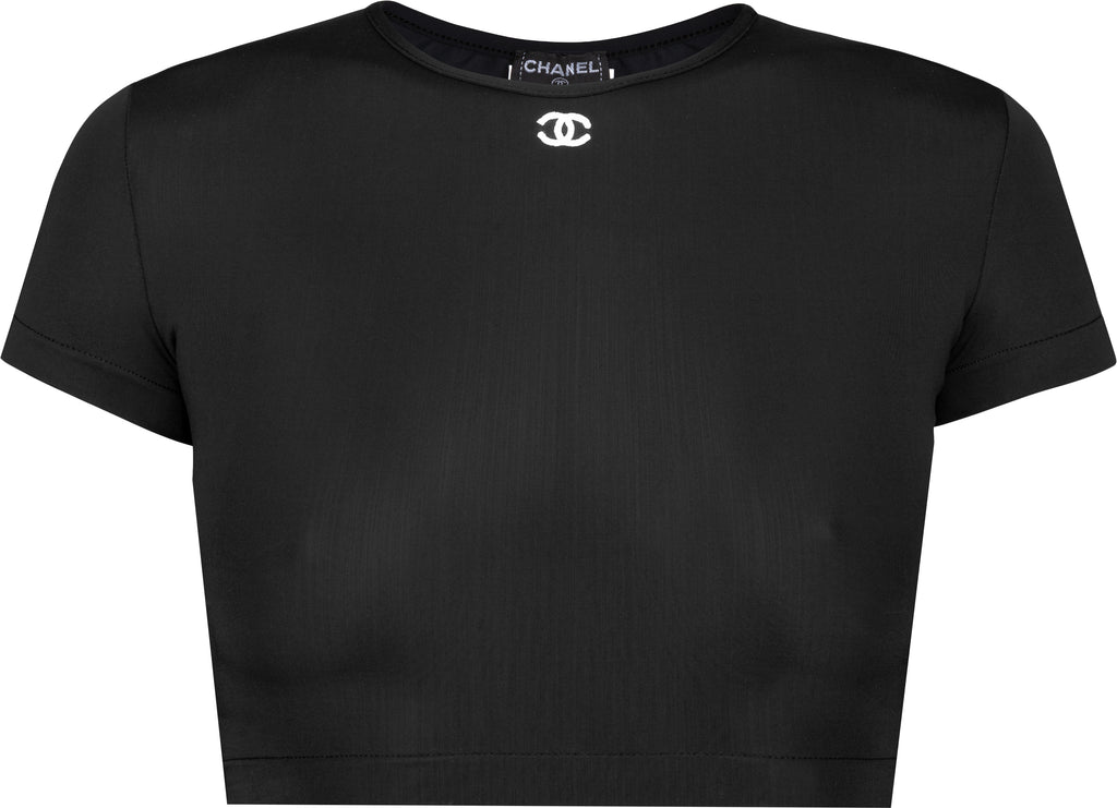 Chanel 1995 Black CC Logo Crop Top — God of Cloth
