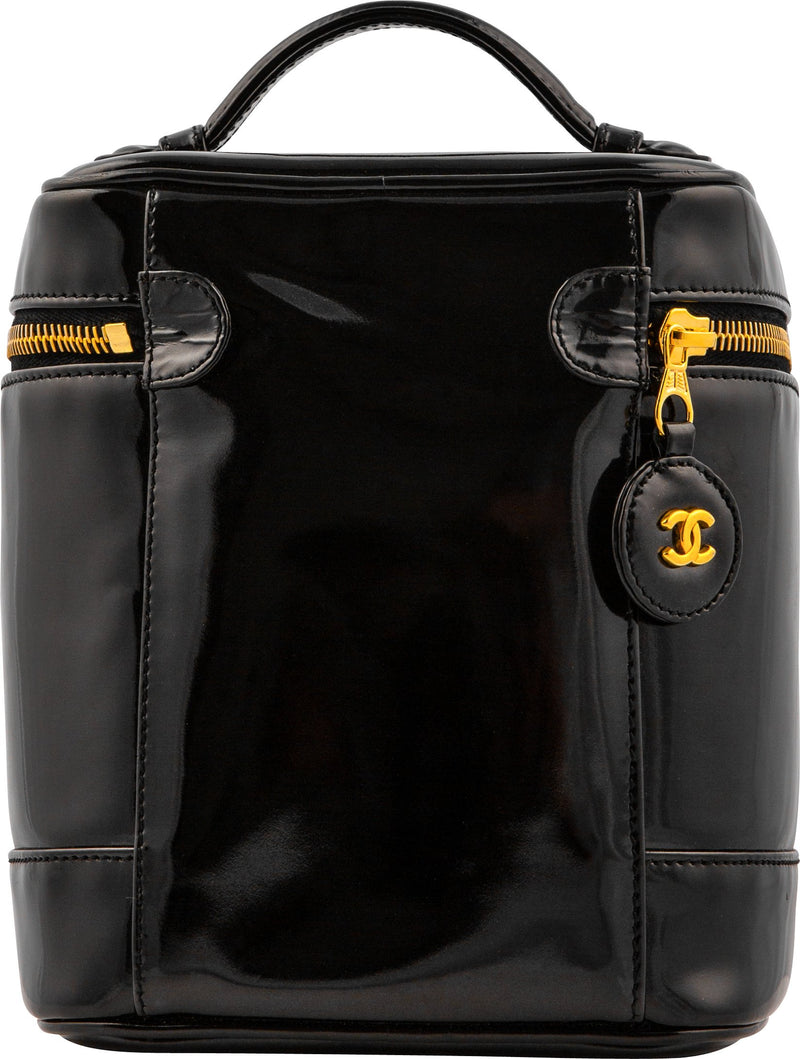 Vintage Chanel Vanity Case Bag in Black Patent Leather (1994/1996) —  singulié