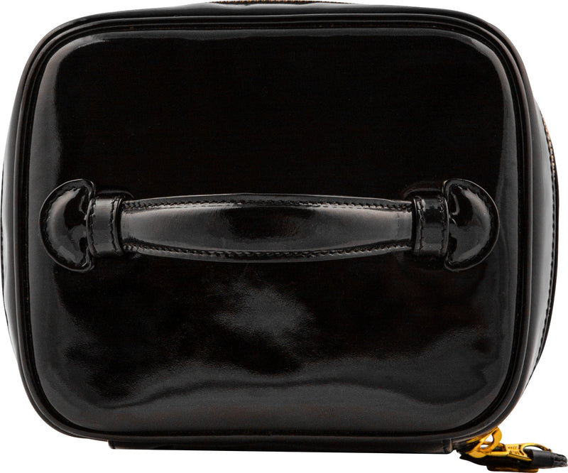 Chanel Black Patent Logo Vanity Bag