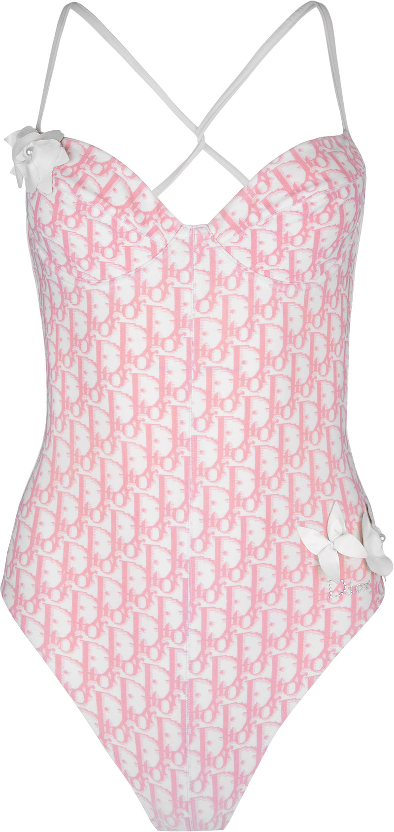 CHRISTIAN DIOR White and Pink Diorissimo Leotard One Piece Bathing