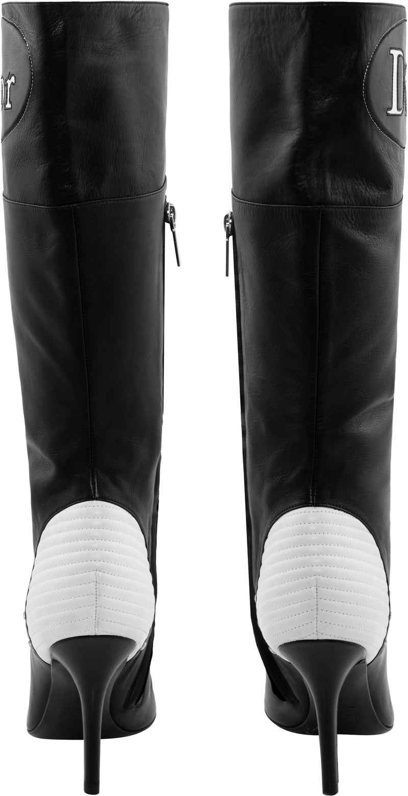Christian Dior Moto Logo Leather Knee Boots