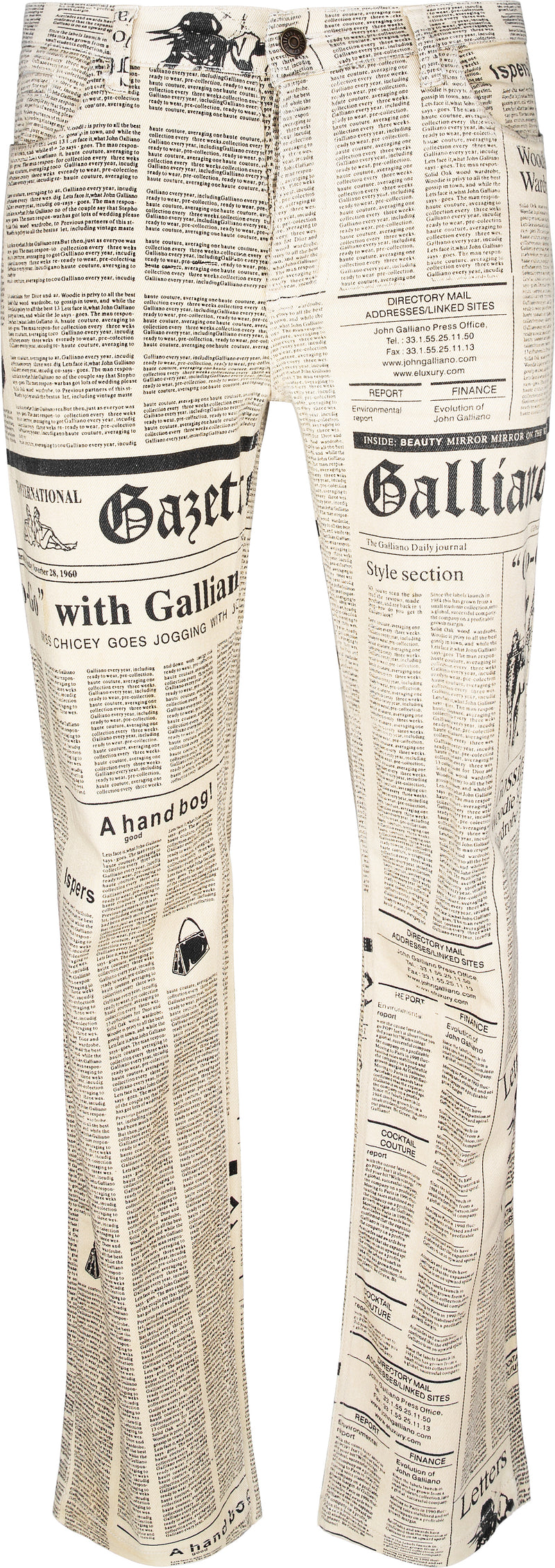 Circle Edition mini John Galliano Gazette Beige Newspaper Jeans | EL CYCER