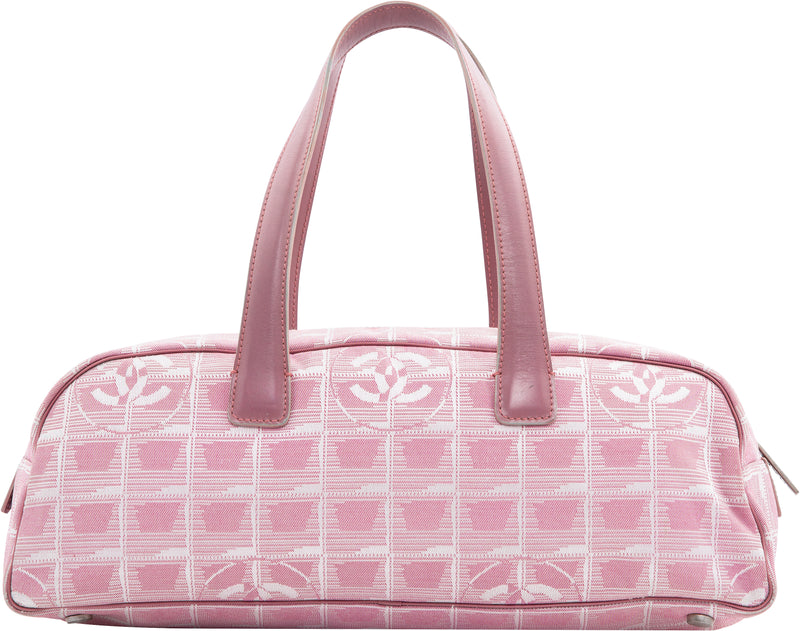 Chanel Pink Fabric Medium CC Logo Travel Line Flap Bag