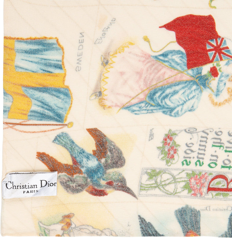 Christian Dior Spring 2002 Stamp Printed Silk Scarf