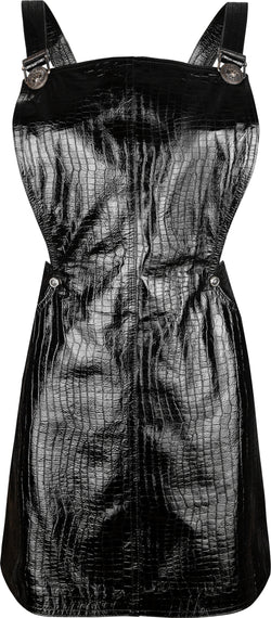 Gianni Versace Fall 1994 Runway Leather Embossed Overalls Dress
