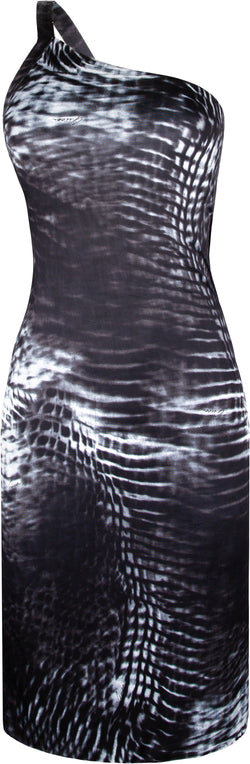 Gucci Spring 2000 Runway Snake Print One-Shoulder Dress