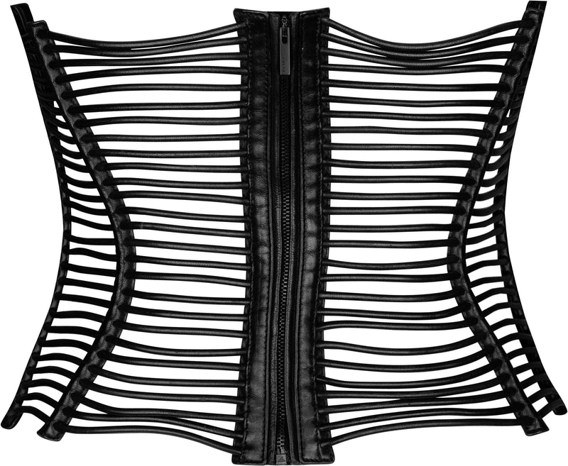 Buy Leather Black and White Striped Corset
