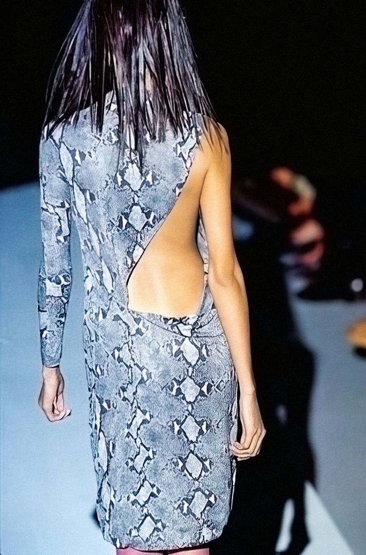 Gucci Spring 2000 Printed One-Shoulder Dress